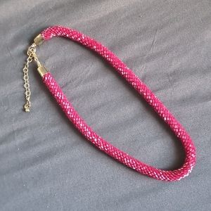 Red beaded choker necklace